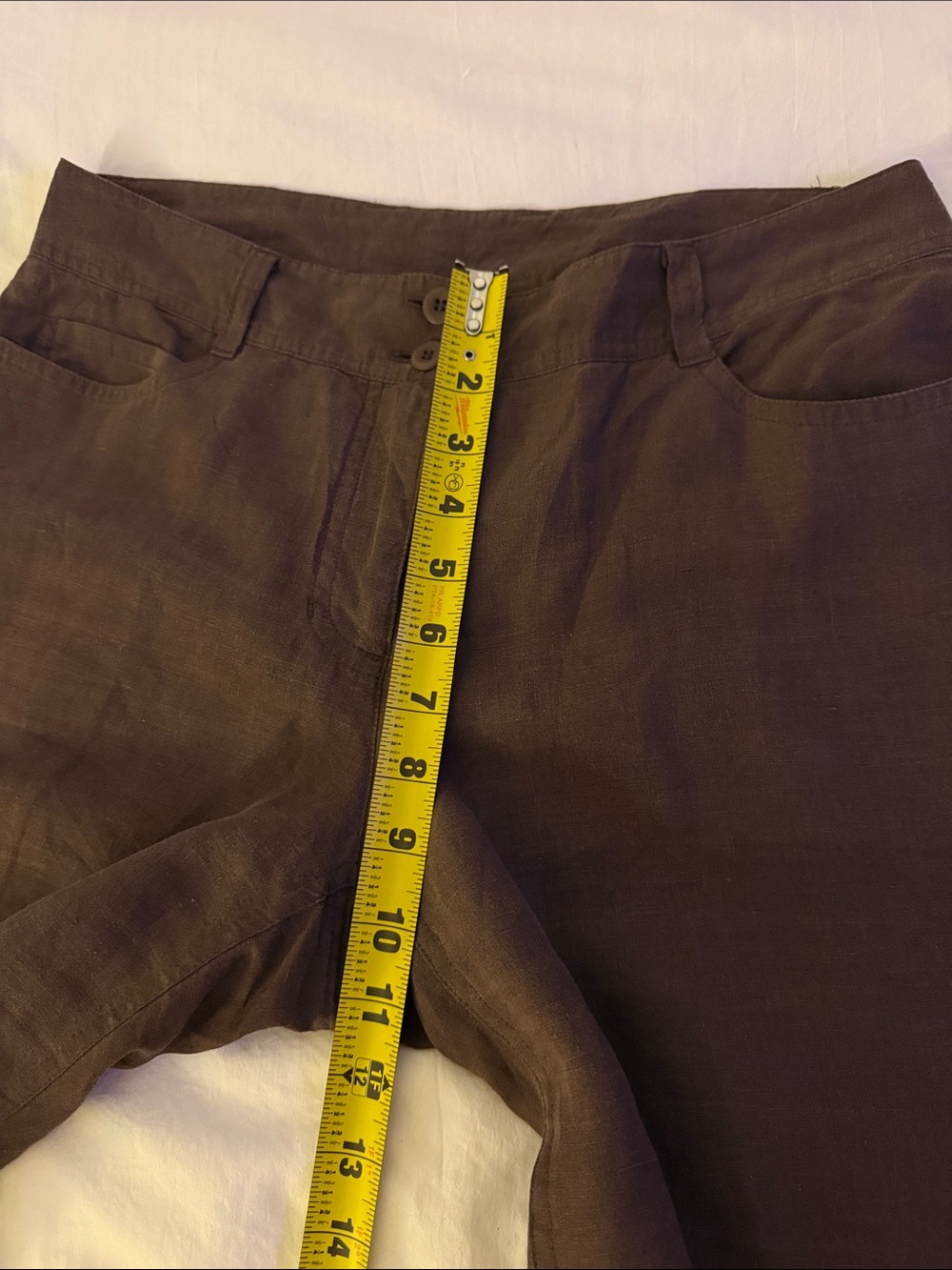Eileen Fisher Wide-Leg Linen Blend Pants - Dark Brown - Picture 5 of 9